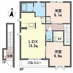 カーサ・ラ・セレーノ2 2LDKの間取図画像