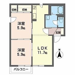 グランシード矢巾A 2LDKの間取図画像