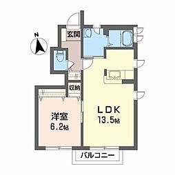 アミスター2 1LDKの間取図画像