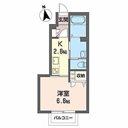 シャーメゾンうのすまいF 1Kの間取図画像