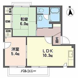 アバンセB 2LDKの間取図画像