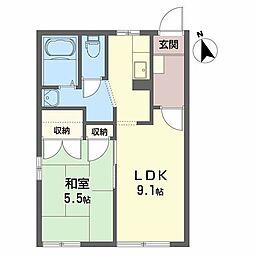ディアス-北田A 1LDKの間取図画像