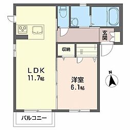 シャーメゾン・スカイ 1LDKの間取図画像