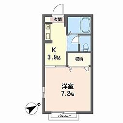 ハイツ田村町B 1Kの間取図画像