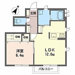 シャーメゾン高屋敷C 1LDKの間取図画像