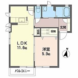 シャーメソン・ヤマト 1LDKの間取図画像