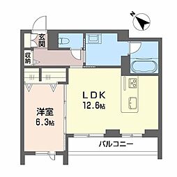 諏訪町てらす 1LDKの間取図画像