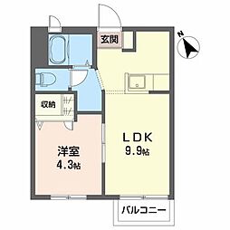 ライフステージ松園B 1LDKの間取図画像