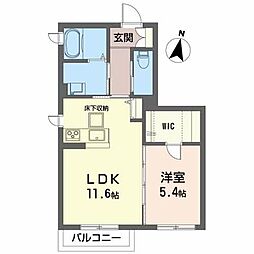 B 1LDKの間取図画像