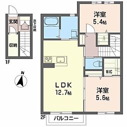 B 2LDKの間取図画像