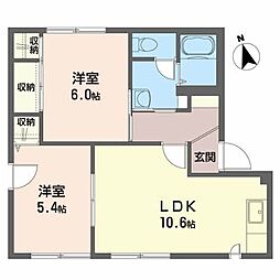 ヴァンセンヌ広面A棟 2LDKの間取図画像