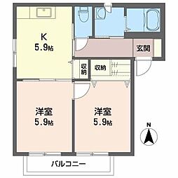 キャンバーA 2Kの間取図画像