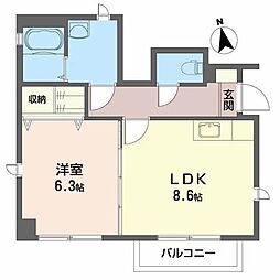 ビッグバードHIRO 1LDKの間取図画像
