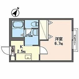 セレーザ桜 1Kの間取図画像