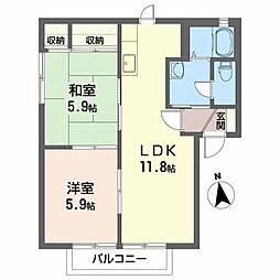 エヴァーグリーンC 2LDKの間取図画像
