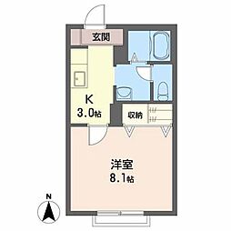 シャーメゾンG.L. 1Kの間取図画像