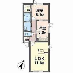 マリ　アネックス 2階2LDKの間取り