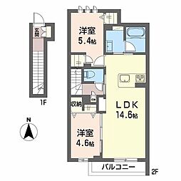 シティプラザ青森　Ｃ棟 2階2LDKの間取り