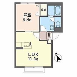 マウントフィールドC 1LDKの間取図画像