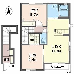 シャーメゾンルーチェ 2LDKの間取図画像