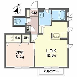 プロムナード鹿島D 1LDKの間取図画像