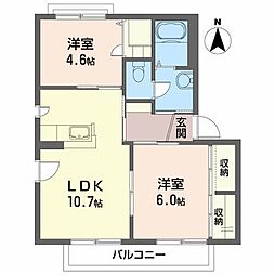 サラーム・Ｂ 2階2LDKの間取り