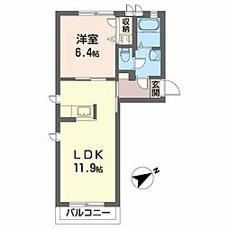 シャーメゾンピノＡ 1階1LDKの間取り