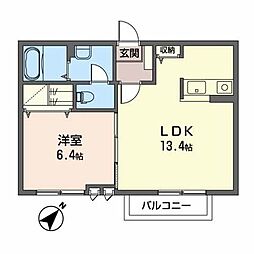 シャーメゾンノワC 1LDKの間取図画像