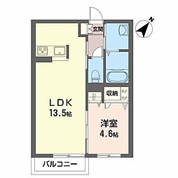 シャーメゾントミーB 1LDKの間取図画像