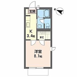 レゾンエム 1Kの間取図画像
