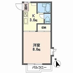 ピエス富沢 1Kの間取図画像