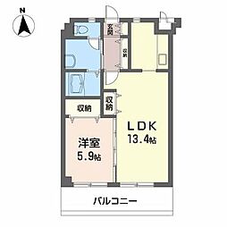 ファミーユさつき 1LDKの間取図画像