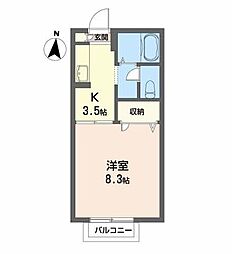 サンクレストT 1Kの間取図画像