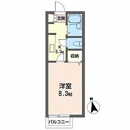 カーサ・エスペラール 1Kの間取図画像