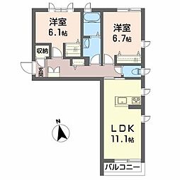 シャーメゾン心和 2LDKの間取図画像