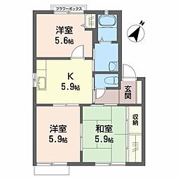ソレアードハウス・サハラA 3Kの間取図画像