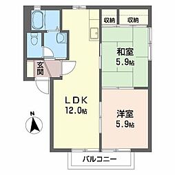 ソレアードA 2LDKの間取図画像