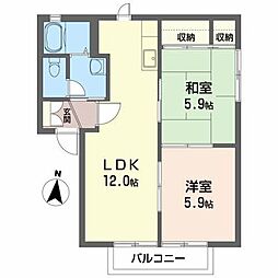 アーク・ヴィラC 2LDKの間取図画像