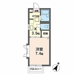コーポエミネンス 1Kの間取図画像