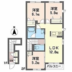 メゾンマスト谷川瀬1 3LDKの間取図画像