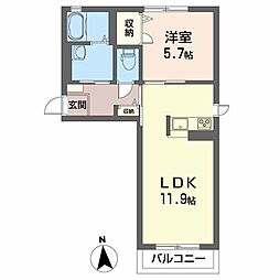 ベルスクエアA 1LDKの間取図画像