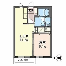 メゾン・ド・ミュー 1LDKの間取図画像