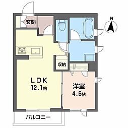 メビウス神明 1LDKの間取図画像