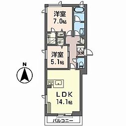 PREMIAS長者 2LDKの間取図画像