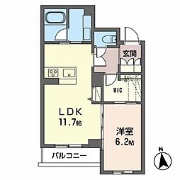メゾンマスト富沢 1LDKの間取図画像