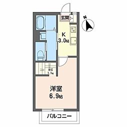 ドエルSSK5 1Kの間取図画像