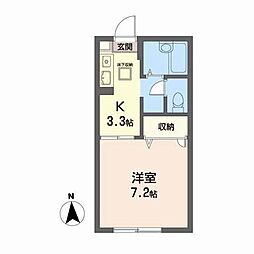 グリーンパレスmomo 1Kの間取図画像