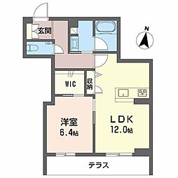 マグノリア上杉 1階1LDKの間取り