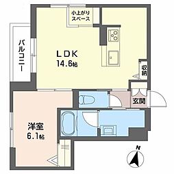 弓張月 上杉 1LDKの間取図画像