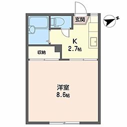 クレストコート 1Kの間取図画像